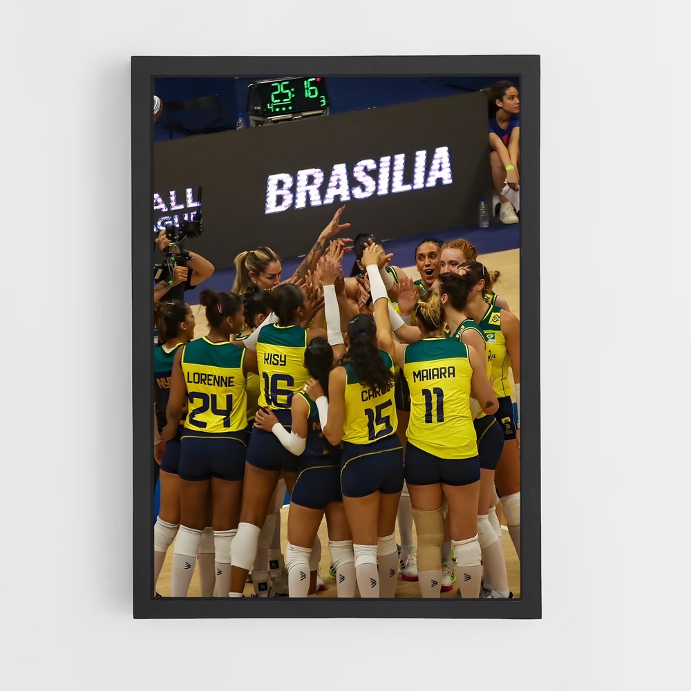 Poster Équipe Brésilienne de Volley-Femmes – affiche Volleyball (vue 2)
